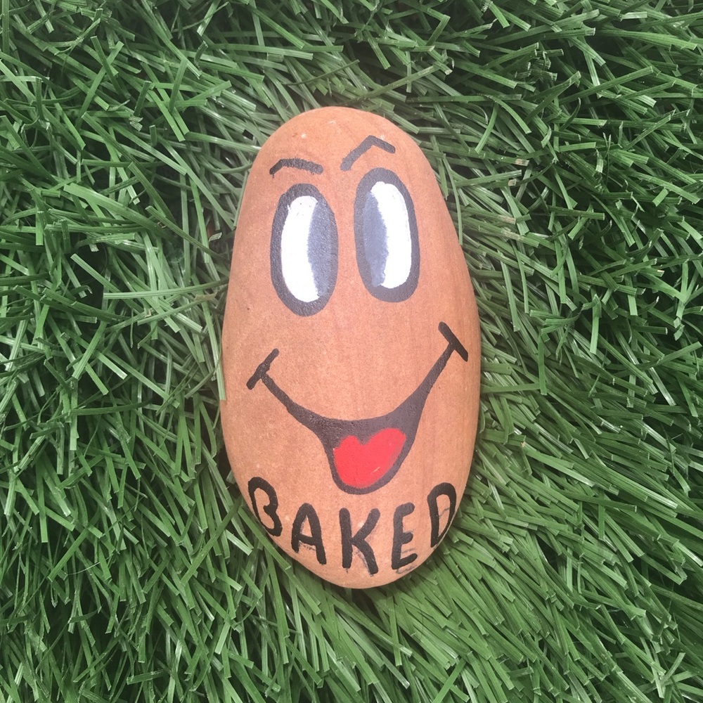 Baked potato painted rock home decor